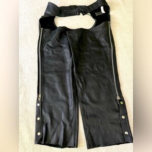 Wilson’s Leather XL motorcycle leather chaps zipped, snaps, lace up, buckle